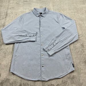 Armani Exchange buttons up slim fit chambray shirt men’s size L blue snap button